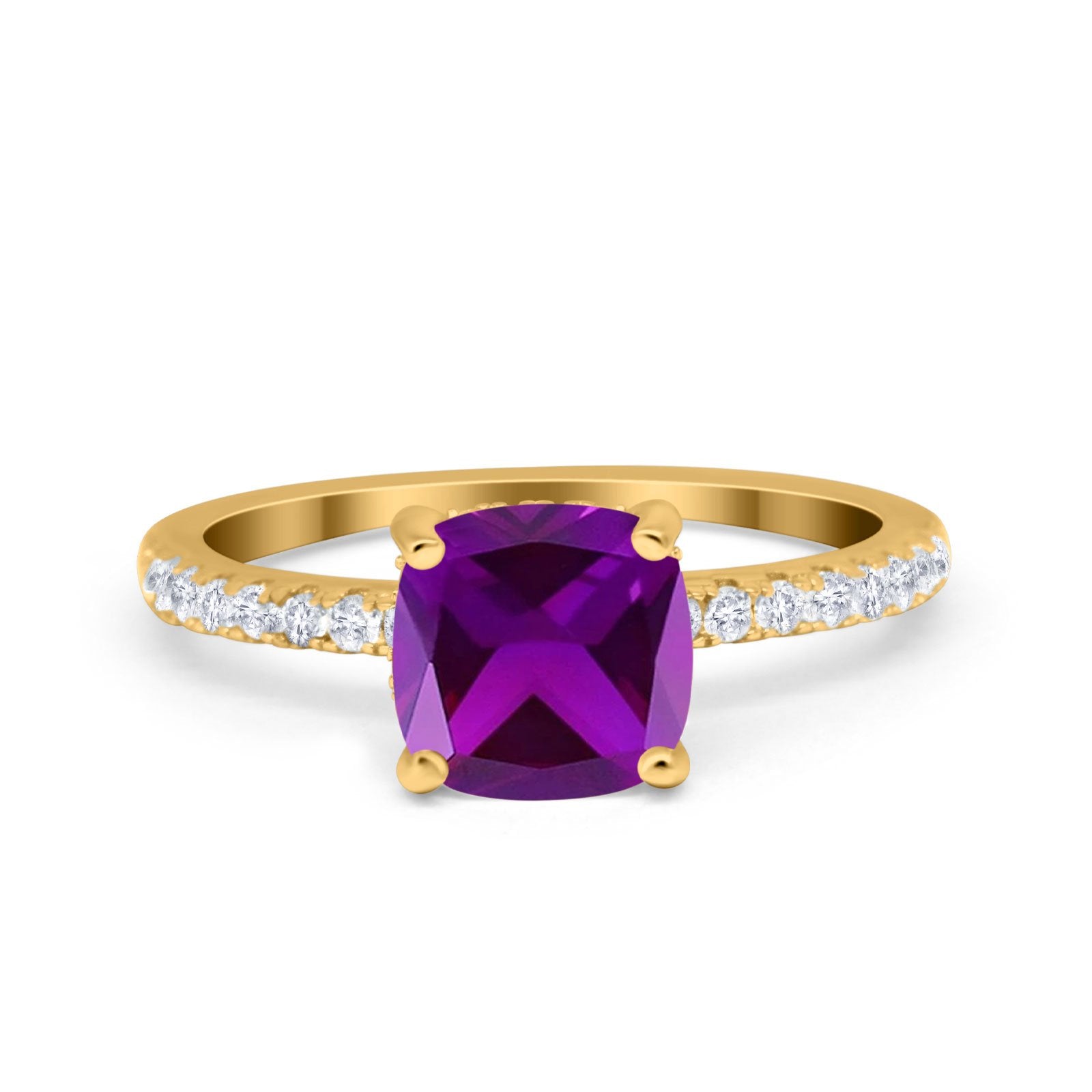 Vintage Cushion Cut Engagement Ring Simulated Cubic Zirconia 925 Sterling Silver