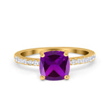 Vintage Cushion Cut Engagement Ring Simulated Cubic Zirconia 925 Sterling Silver