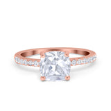 Vintage Cushion Cut Engagement Ring Simulated Cubic Zirconia 925 Sterling Silver