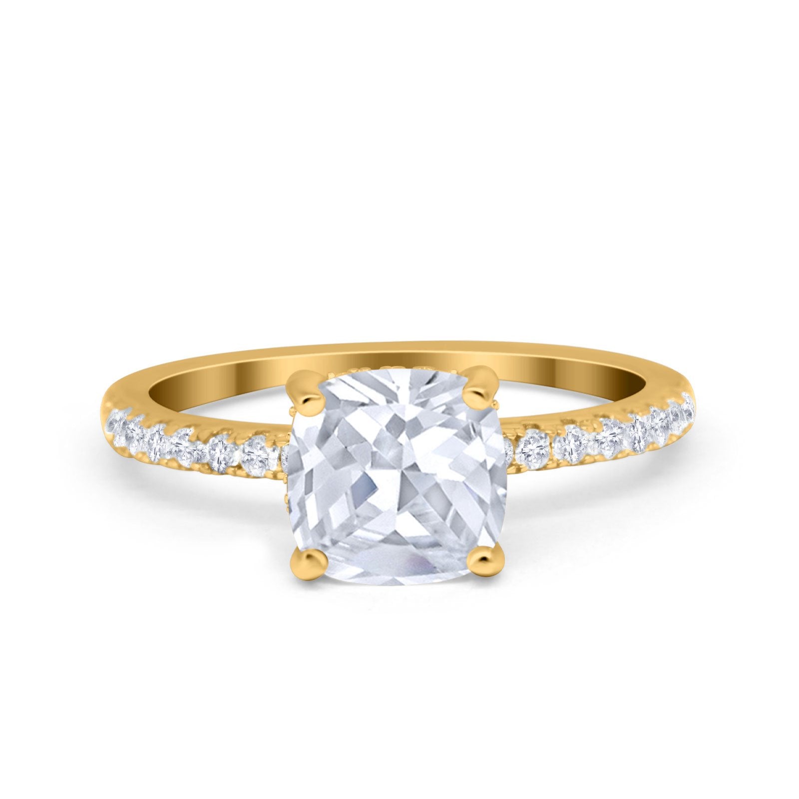 Vintage Cushion Cut Engagement Ring Simulated Cubic Zirconia 925 Sterling Silver