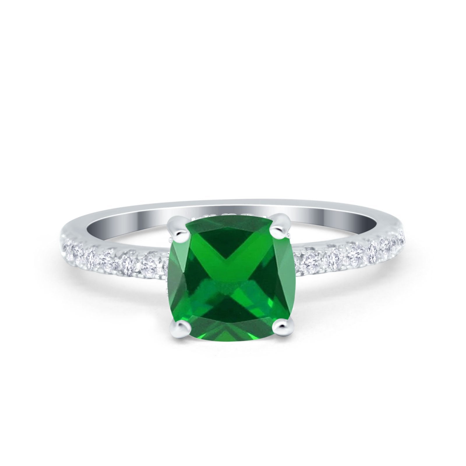 Vintage Cushion Cut Engagement Ring Simulated Cubic Zirconia 925 Sterling Silver