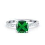 Vintage Cushion Cut Engagement Ring Simulated Cubic Zirconia 925 Sterling Silver