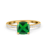 Vintage Cushion Cut Engagement Ring Simulated Cubic Zirconia 925 Sterling Silver