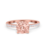 Vintage Cushion Cut Engagement Ring Simulated Cubic Zirconia 925 Sterling Silver