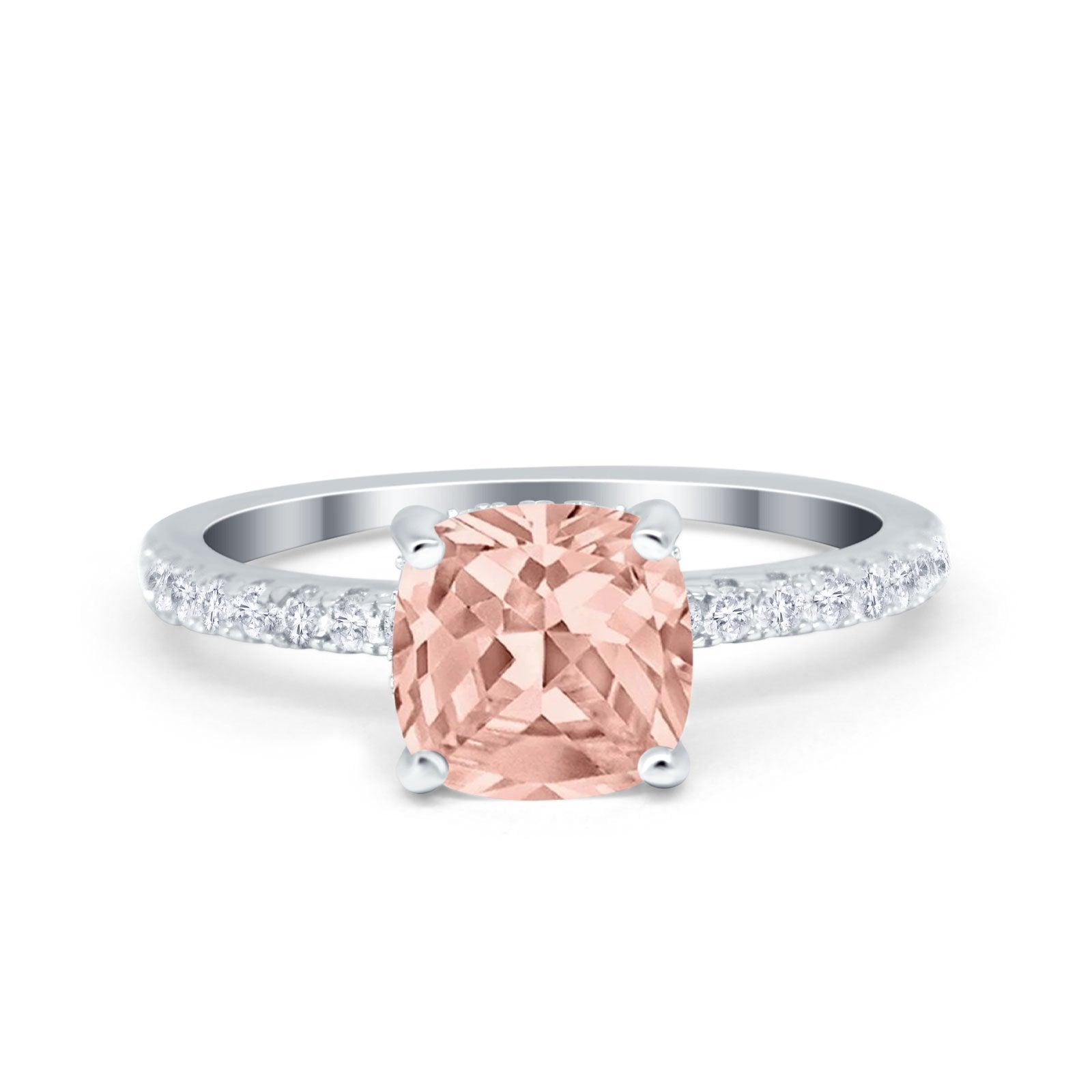 Vintage Cushion Cut Engagement Ring Simulated Cubic Zirconia 925 Sterling Silver