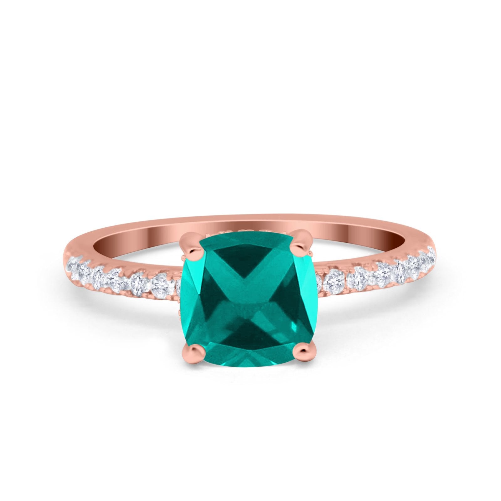 Vintage Cushion Cut Engagement Ring Simulated Cubic Zirconia 925 Sterling Silver