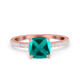 Vintage Cushion Cut Engagement Ring Simulated Cubic Zirconia 925 Sterling Silver