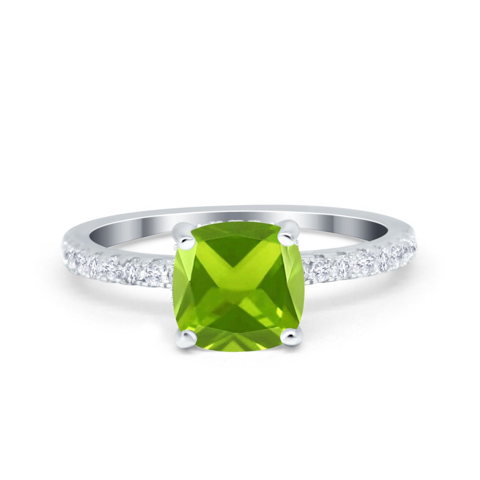 Vintage Cushion Cut Engagement Ring Simulated Cubic Zirconia 925 Sterling Silver