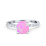 Vintage Cushion Cut Engagement Ring Simulated Cubic Zirconia 925 Sterling Silver