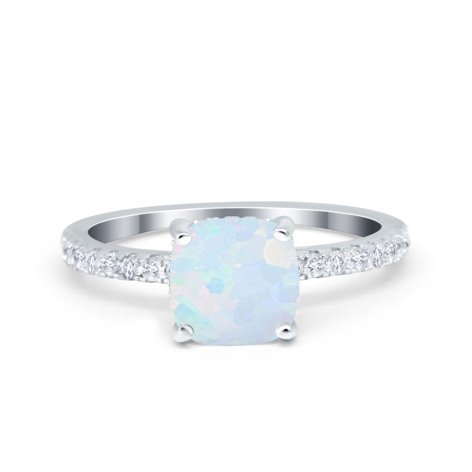 Vintage Cushion Cut Engagement Ring Simulated Cubic Zirconia 925 Sterling Silver