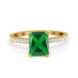 Art Deco Radiant Cut Engagement Ring Simulated Cubic Zirconia 925 Sterling Silver