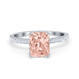 Art Deco Radiant Cut Engagement Ring Simulated Cubic Zirconia 925 Sterling Silver