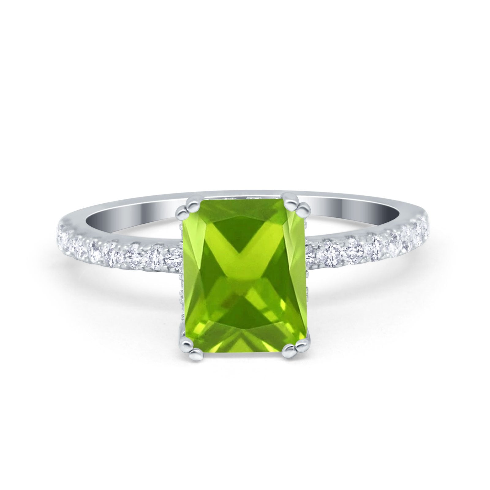 Art Deco Radiant Cut Engagement Ring Simulated Cubic Zirconia 925 Sterling Silver