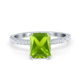 Art Deco Radiant Cut Engagement Ring Simulated Cubic Zirconia 925 Sterling Silver