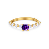 Vintage Style Wedding Ring Round Simulated Cubic Zirconia 925 Sterling Silver