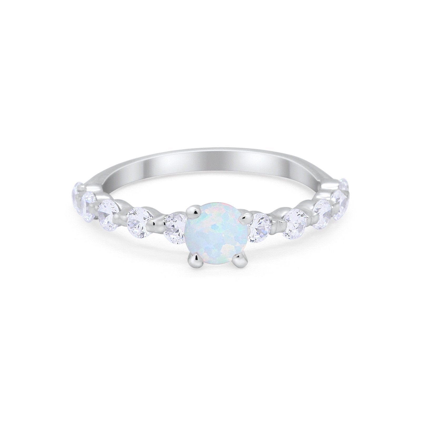 Vintage Style Wedding Ring Round Simulated Cubic Zirconia 925 Sterling Silver