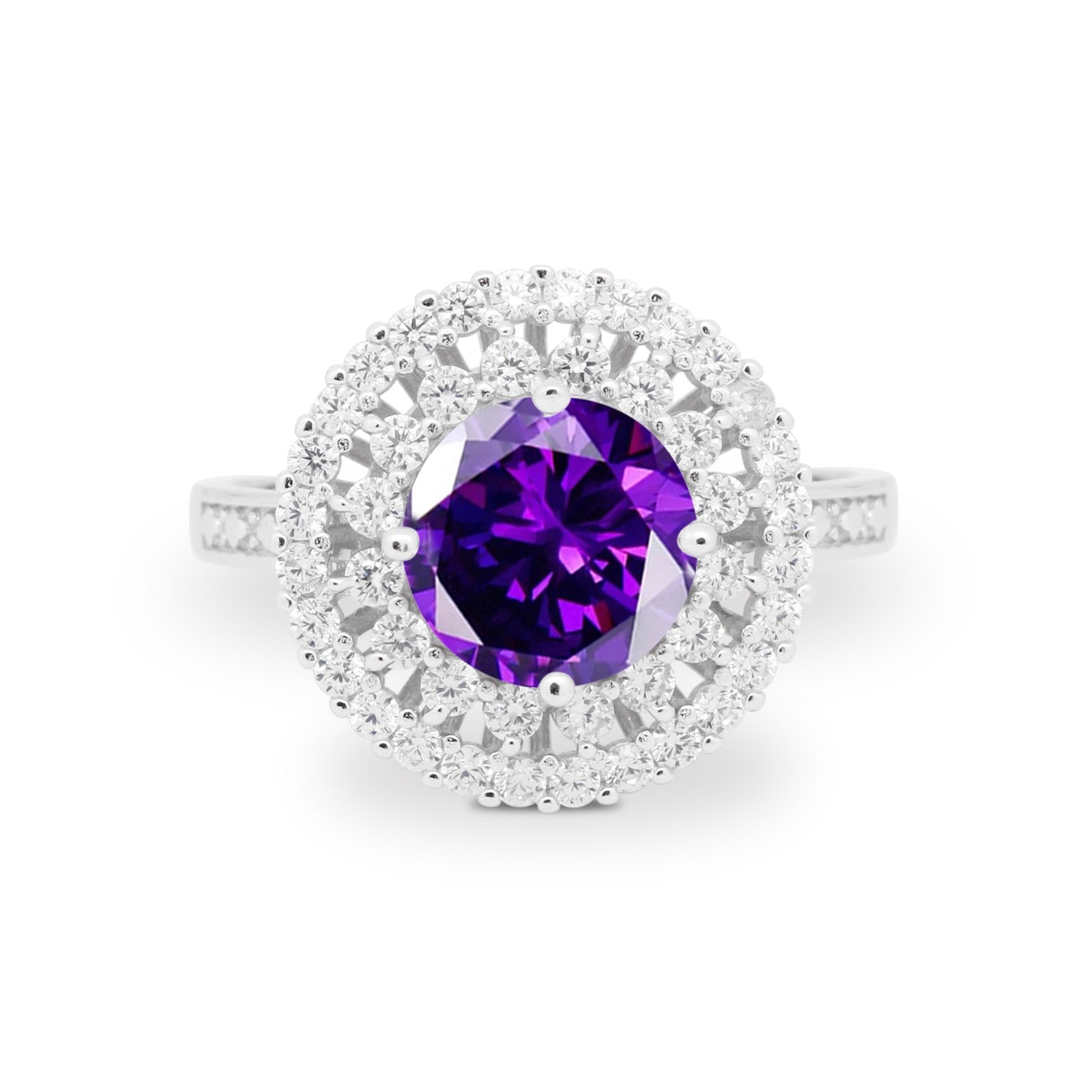 Halo Cocktail Wedding Engagement Ring Round Cubic Zirconia 925 Sterling Silver