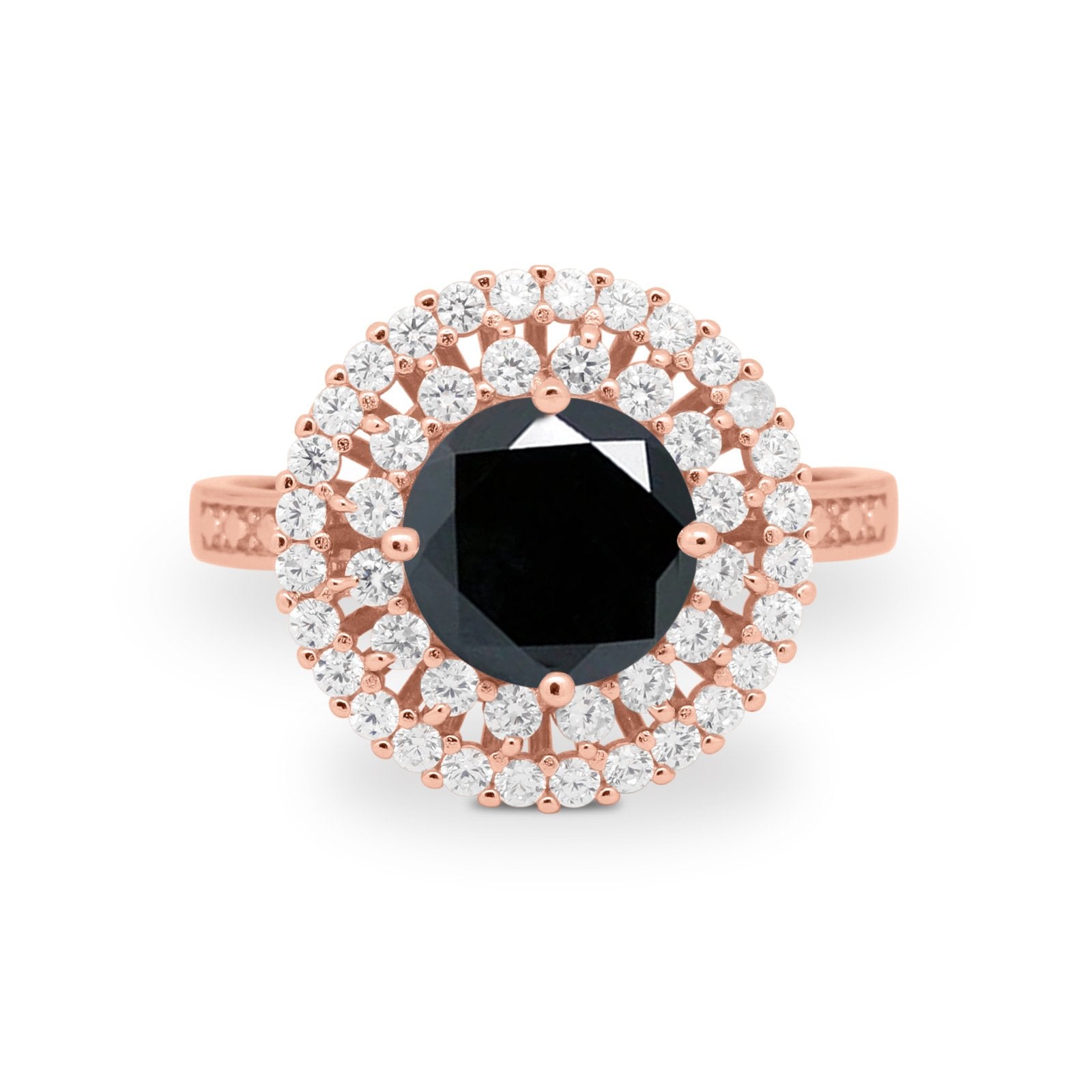 Halo Cocktail Wedding Engagement Ring Round Cubic Zirconia 925 Sterling Silver