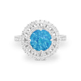 Halo Cocktail Wedding Engagement Ring Round Cubic Zirconia 925 Sterling Silver
