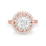 Halo Cocktail Wedding Engagement Ring Round Cubic Zirconia 925 Sterling Silver