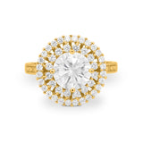 Halo Cocktail Wedding Engagement Ring Round Cubic Zirconia 925 Sterling Silver