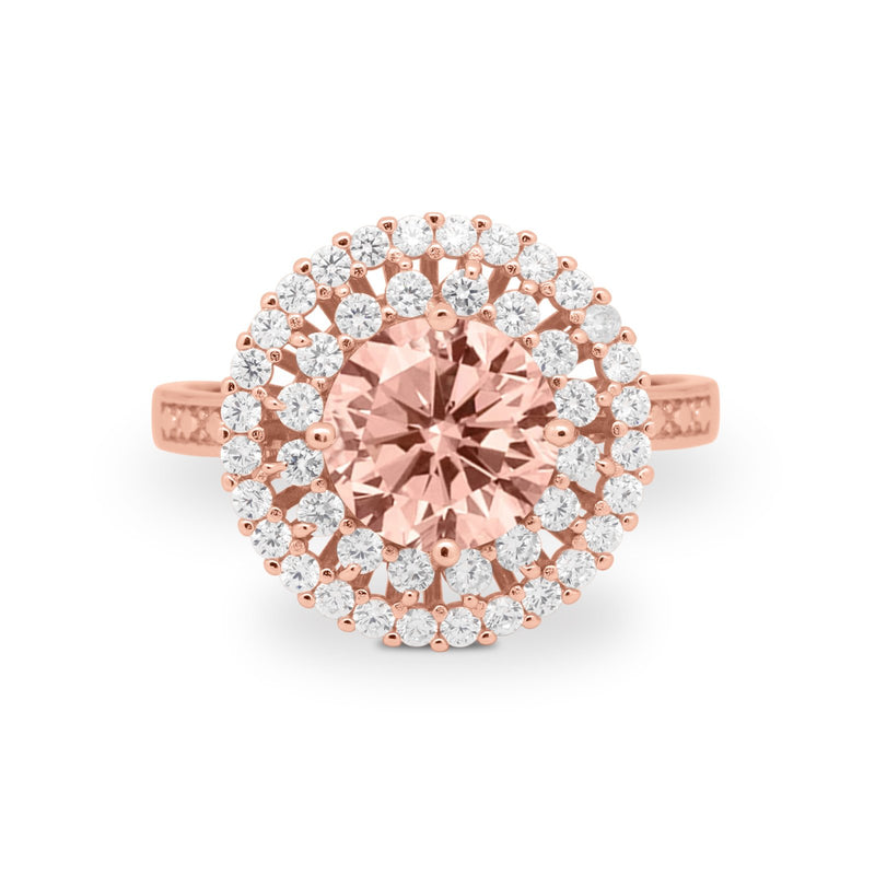Halo Cocktail Wedding Engagement Ring Round Cubic Zirconia 925 Sterling Silver