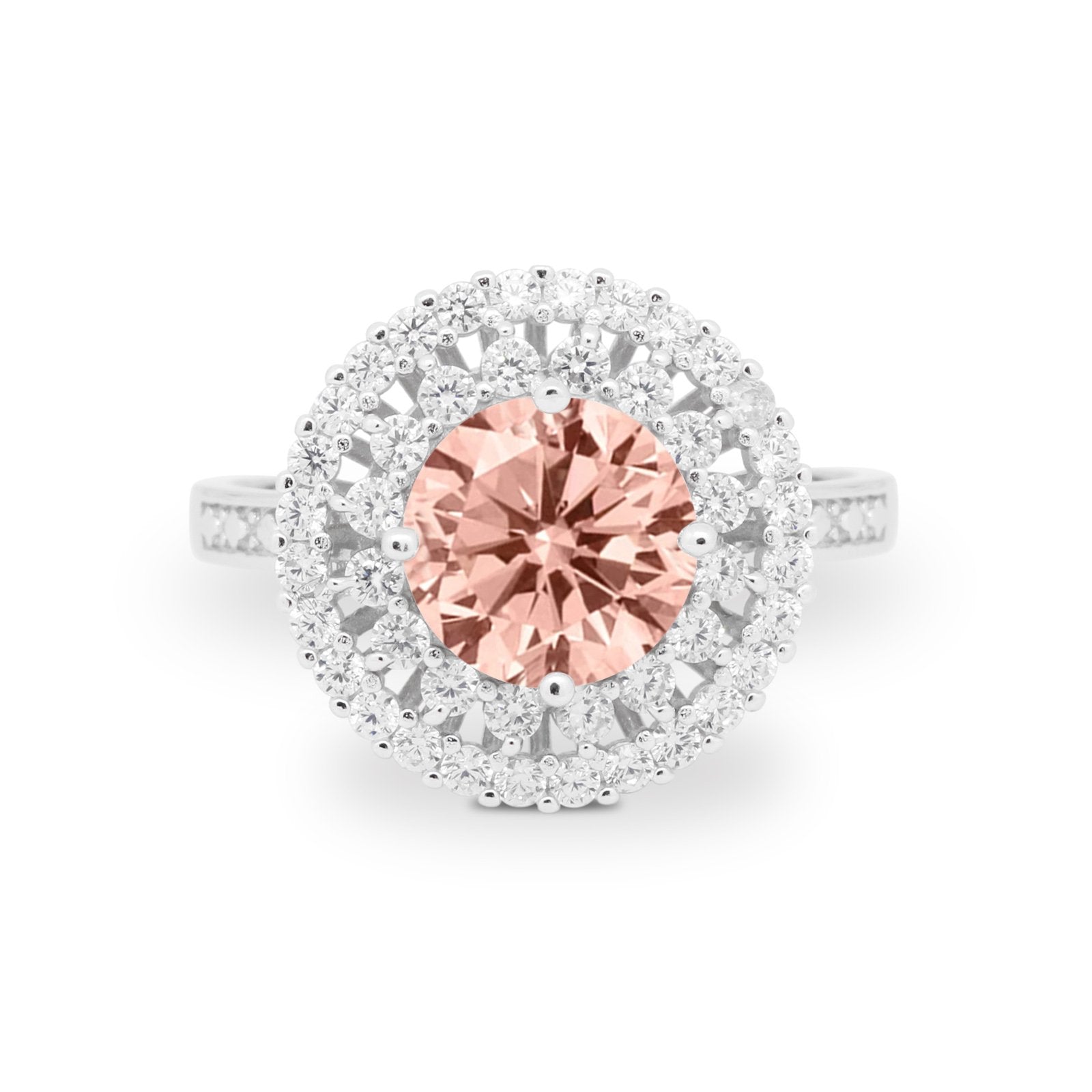 Halo Cocktail Wedding Engagement Ring Round Cubic Zirconia 925 Sterling Silver