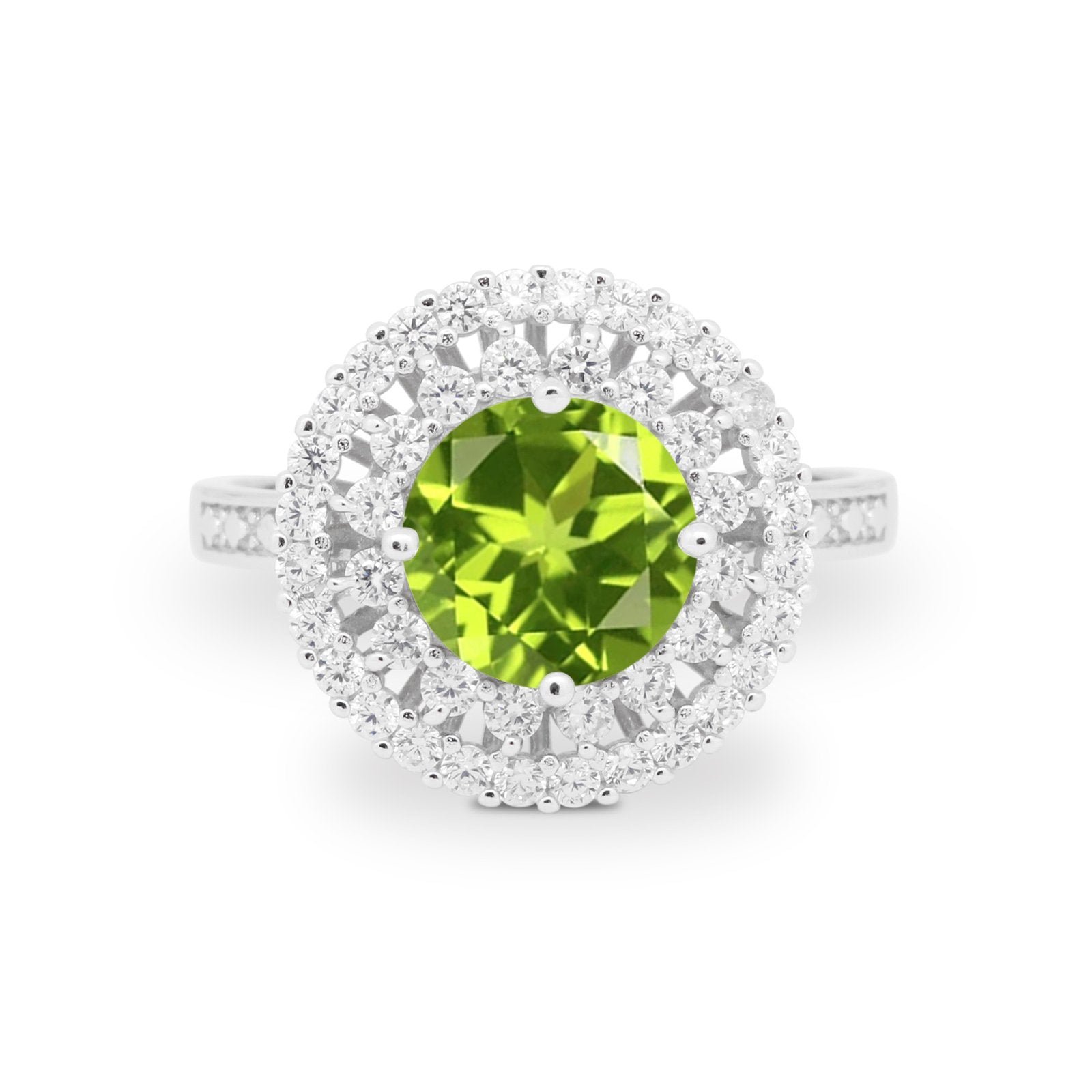 Halo Cocktail Wedding Engagement Ring Round Cubic Zirconia 925 Sterling Silver
