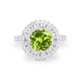 Halo Cocktail Wedding Engagement Ring Round Cubic Zirconia 925 Sterling Silver