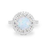 Halo Cocktail Wedding Engagement Ring Round Cubic Zirconia 925 Sterling Silver