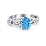 Two Piece Wedding Ring Band Round Simulated Cubic Zirconia 925 Sterling Silver
