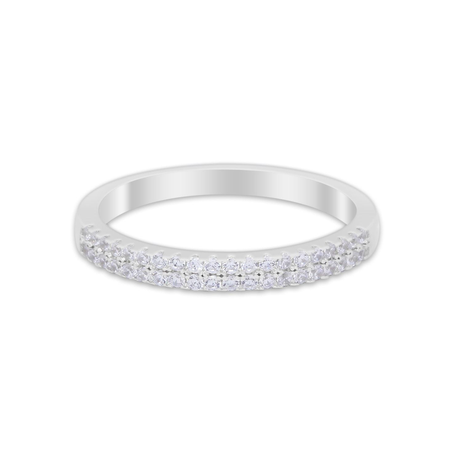 Wedding Thumb Ring Double Row Pave Simulated Cubic Zirconia 925 Sterling Silver