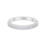 Wedding Thumb Ring Double Row Pave Simulated Cubic Zirconia 925 Sterling Silver