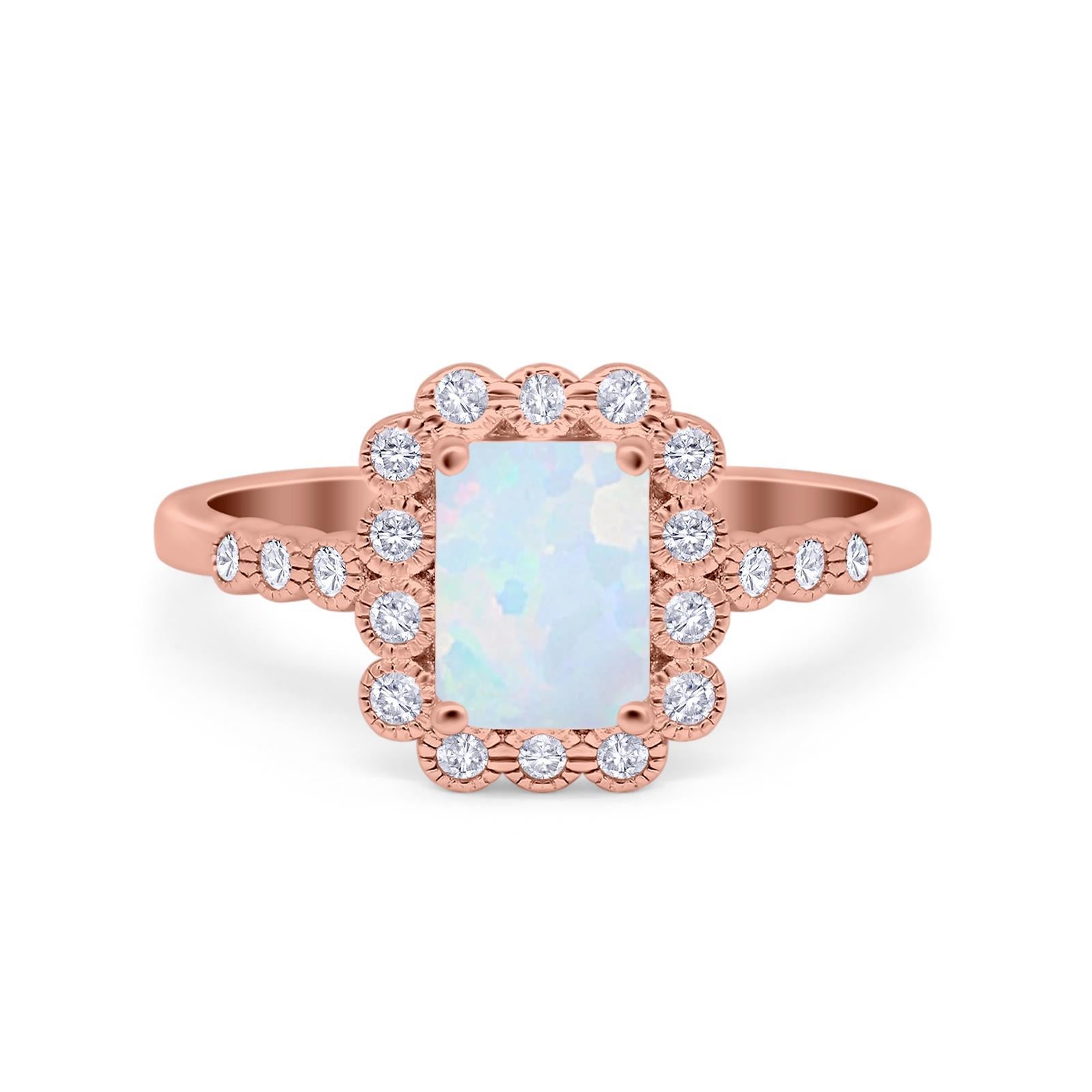 Halo Radiant Cut Wedding Ring Simulated Cubic Zirconia 925 Sterling Silver