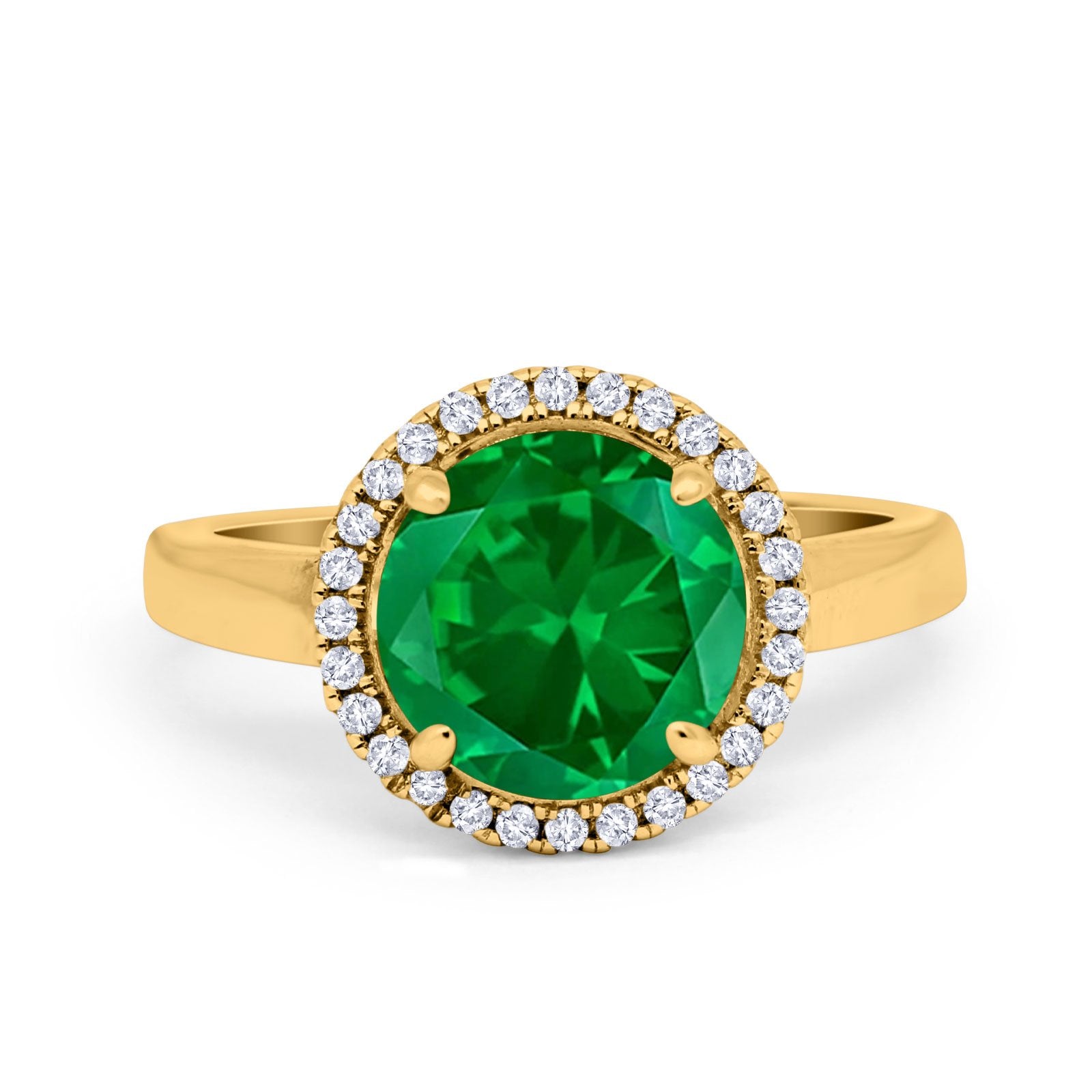 Halo Engagement Ring Large Round Simulated Cubic Zirconia 925 Sterling Silver