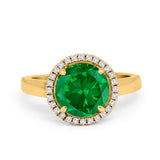 Halo Engagement Ring Large Round Simulated Cubic Zirconia 925 Sterling Silver