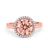 Halo Engagement Ring Large Round Simulated Cubic Zirconia 925 Sterling Silver