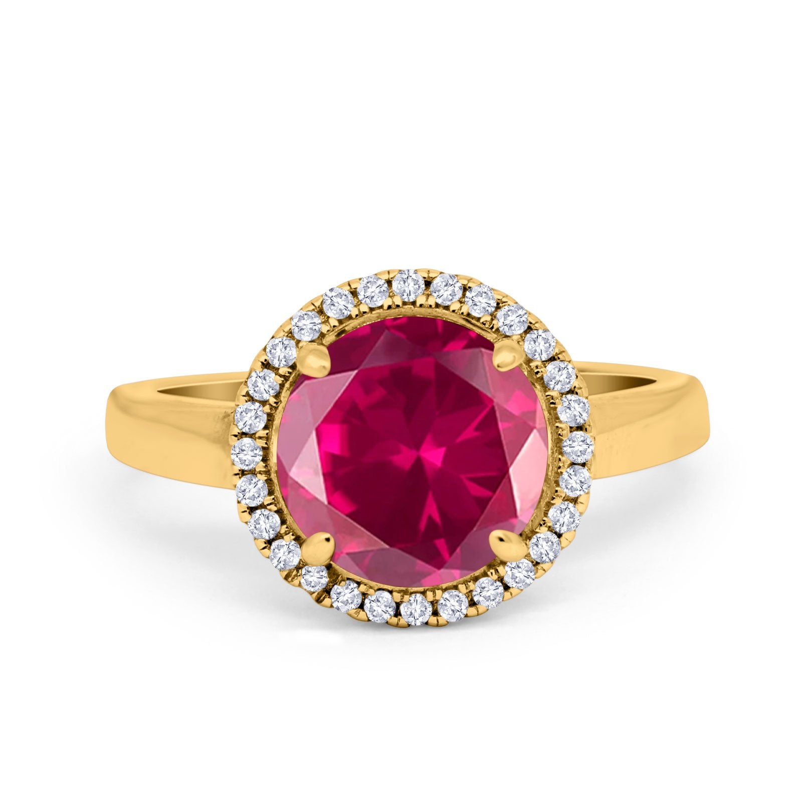 Halo Engagement Ring Large Round Simulated Cubic Zirconia 925 Sterling Silver