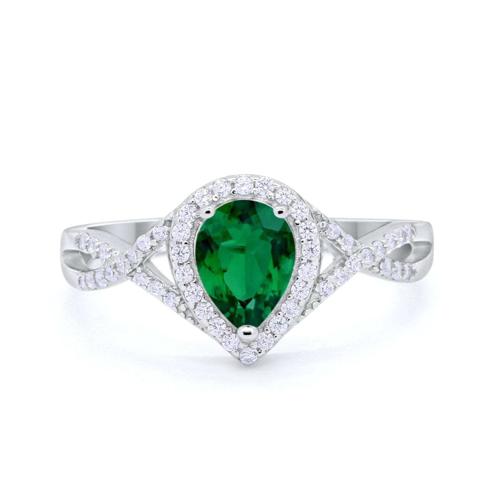 Teardrop Wedding Promise Ring Infinity Round Simulated CZ 925 Sterling Silver RING-17609
