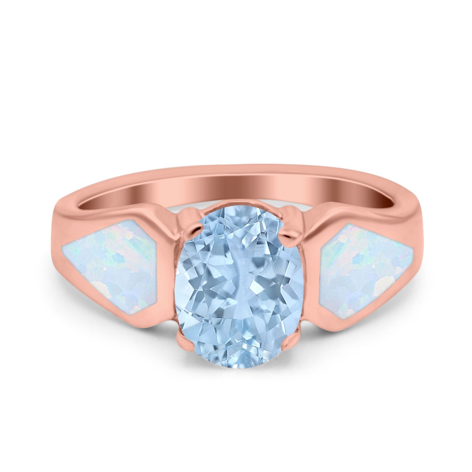 Three Stone Vintage Style Oval Art Deco Created White Opal Wedding Engagement Ring Simulated Cubic Zirconia 925 Sterling Silver