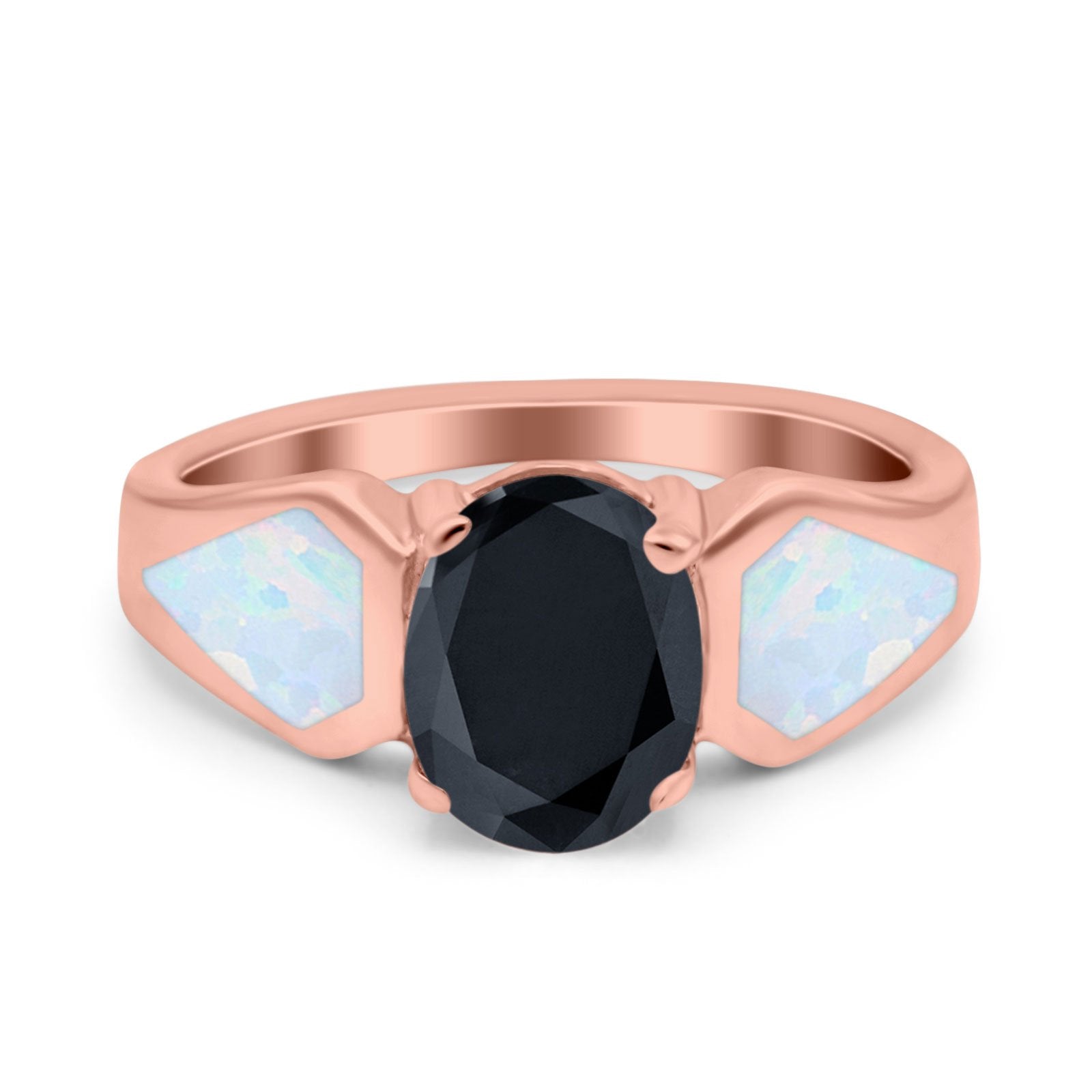 Three Stone Vintage Style Oval Art Deco Created White Opal Wedding Engagement Ring Simulated Cubic Zirconia 925 Sterling Silver