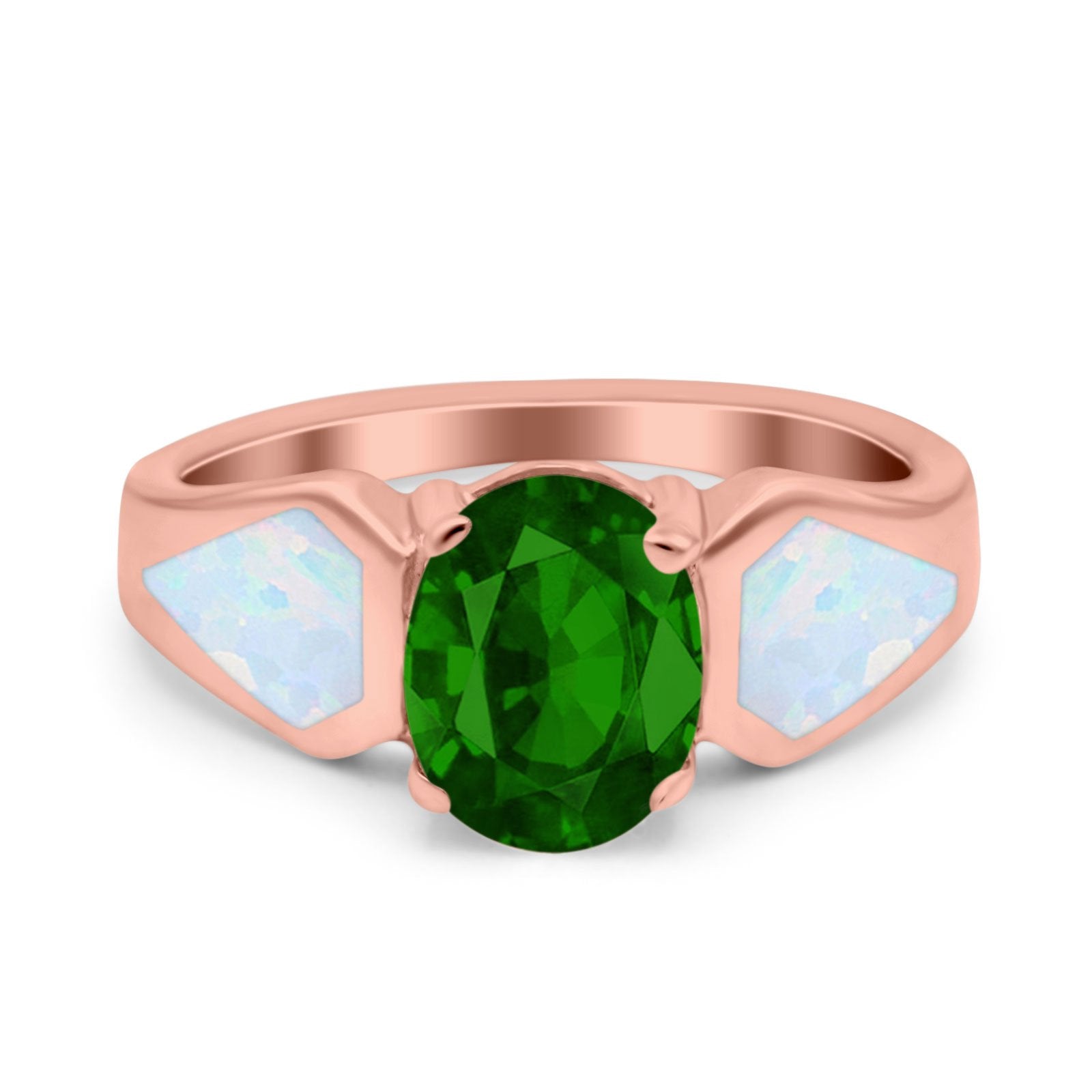 Three Stone Vintage Style Oval Art Deco Created White Opal Wedding Engagement Ring Simulated Cubic Zirconia 925 Sterling Silver