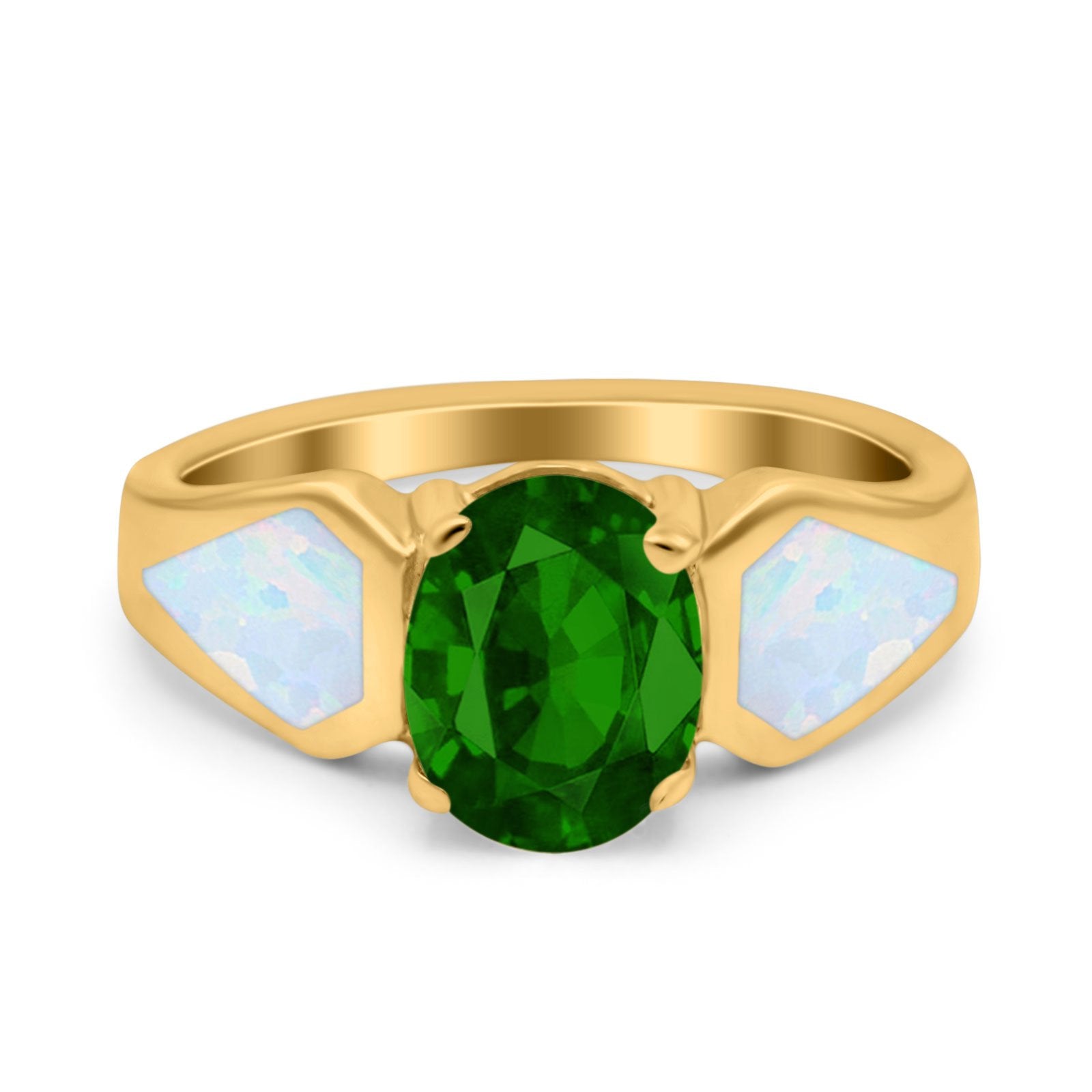 Three Stone Vintage Style Oval Art Deco Created White Opal Wedding Engagement Ring Simulated Cubic Zirconia 925 Sterling Silver