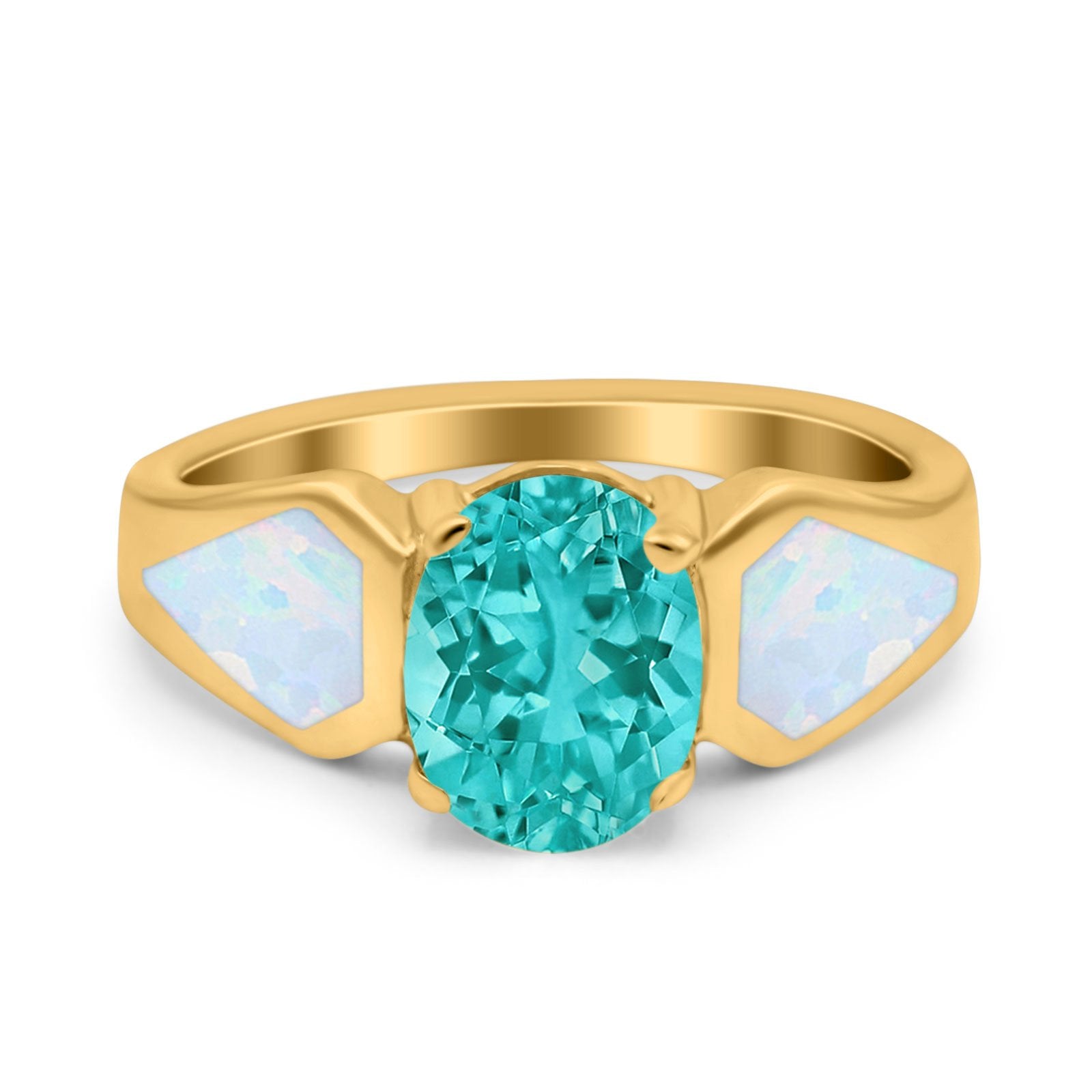 Three Stone Vintage Style Oval Art Deco Created White Opal Wedding Engagement Ring Simulated Cubic Zirconia 925 Sterling Silver