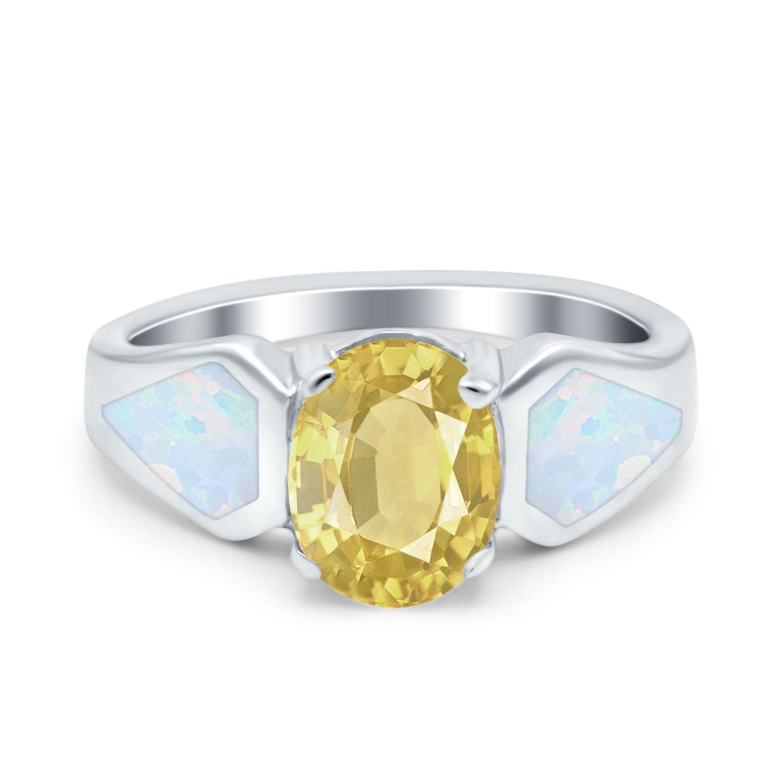 Three Stone Vintage Style Oval Art Deco Created White Opal Wedding Engagement Ring Simulated Cubic Zirconia 925 Sterling Silver