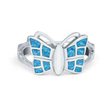 Lab Created Split Shank Butterfly Ring Round Cubic Zirconia 925 Sterling Silver