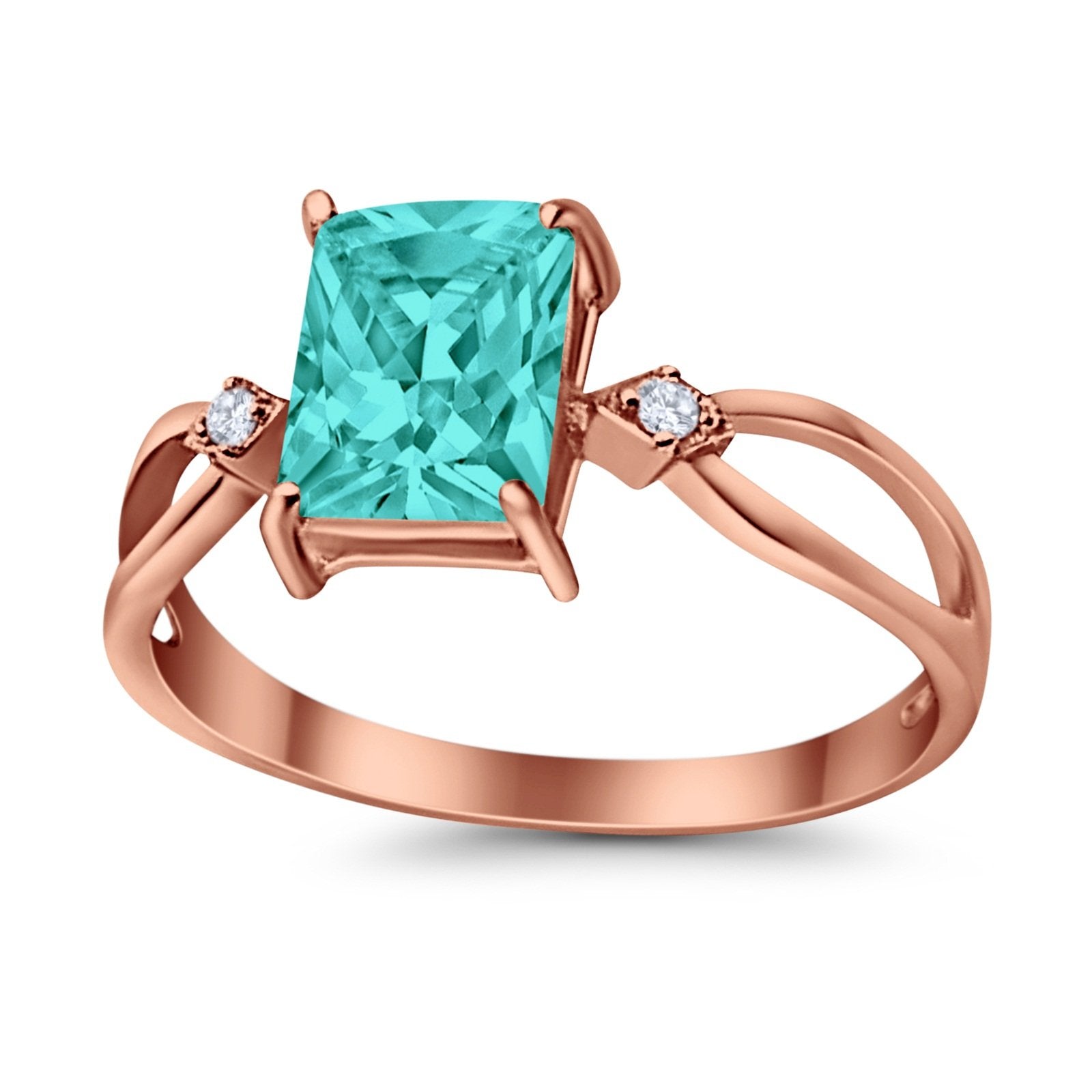 Halo Wedding Ring Baguette Round Simulated Cubic Zirconia 925 Sterling Silver