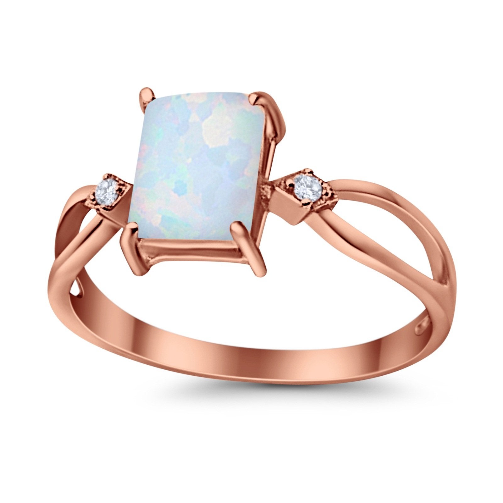 Halo Wedding Ring Baguette Round Simulated Cubic Zirconia 925 Sterling Silver