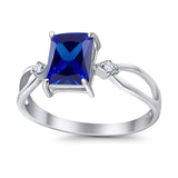 Halo Wedding Ring Baguette Round Simulated Cubic Zirconia 925 Sterling Silver