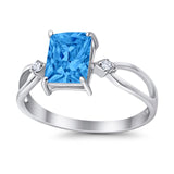 Halo Wedding Ring Baguette Round Simulated Cubic Zirconia 925 Sterling Silver